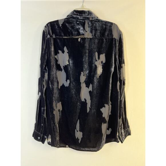 NWT INC Button Up Shirt Burnout Velvet Black Sz Large Goth Wimsigoth Dark Fairy - Picture 2 of 10